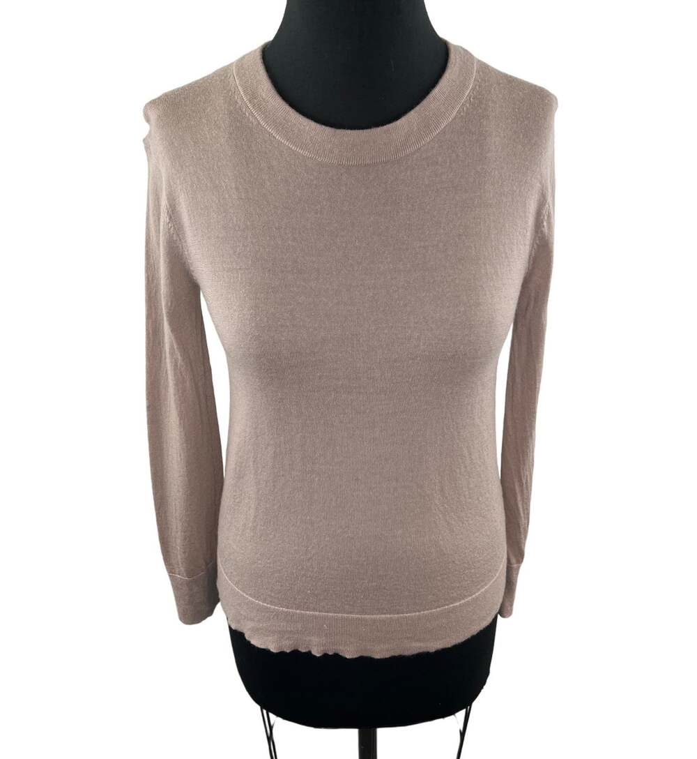 CLUB MONACO Wool Sweater Beige Long Sleeve Crewneck Knit Pullover Size XS